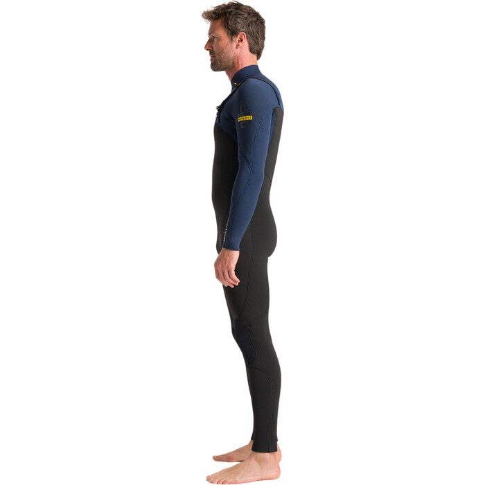 2024 C-Skins Mens NuWave Session 4/3mm Chest Zip Wetsuit C-NSE43MCZ - Black / Bluestone X / Saffron